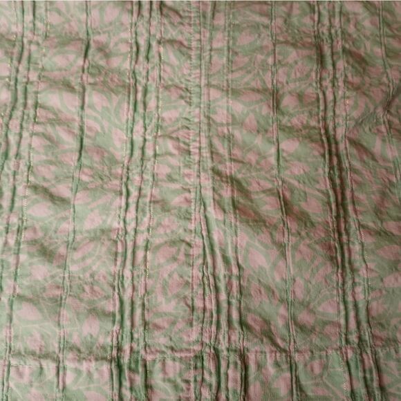 Christopher & Banks Women's Shirt XL Button Up Pockets Print Green White - Picture 7 of 8